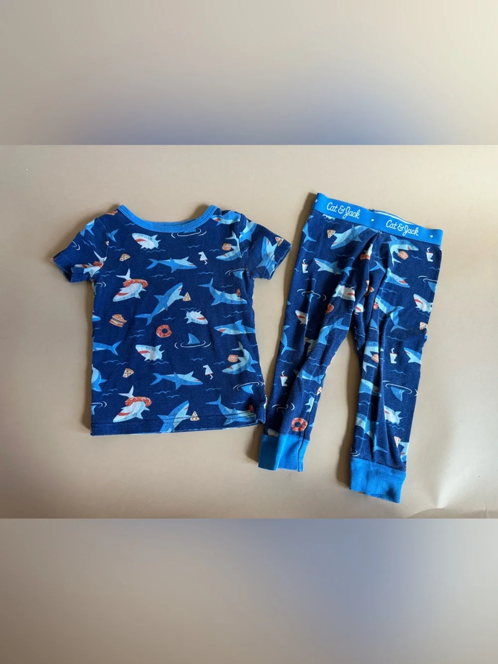 Old Navy + Cat & Jack Boy Toddler 2T 4pc 100% Cotton Pajama Sets Sharks/Dinos